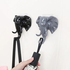Elephant Head Animal Wall Door Clothing Hook Display Storage Racks Self Adhesive Hanger Bag Keys Sticky Holder Creative Decor