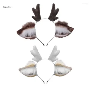 Party Supplies Faux pälsörar Plush Antler Pannband Renin Animal Hair Hoop Cosplay Costume