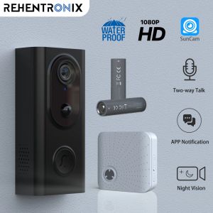 Doorbells Inteligentne domowe domowe wideo Doorbel 1080p Bateria zasilana bezprzewodowa kamera zabezpieczająca drzwi z wideo z interkomem IR Nocne widzenie