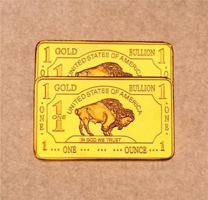 Outras artes e artesanato 1oz 24K Plated United States Buffalo Gold Bar Bullion Coin Collection4800901