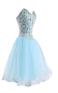 Skräddarsydd älskling cocktailklänningar Shinning Crystal Organza Short Party Dress Laceup Back Match Cowboy Boots5232458