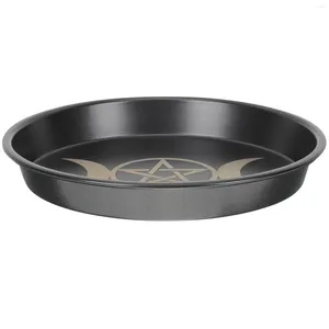 Titulares de vela Pentagrama placa de metal bandeja de barreira de tealight altar decoração ritual de aço carbono ritual