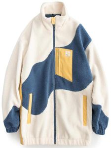 Giacche Men039s Lacible Harajuku Blocco color cerniera con cerniera giacca da agnello uomini donne donne inverno sherpa pile di cotone imbottito cappotto imbottito streetwe8957489