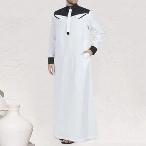 Mężczyźni swobodni luźne muzułmańskie tobe wygodne ubranie długie rękaw Arab Arabia Saudi Kaftan Jubba Dishdas Long Tunika Kaftan Top Saata 240329