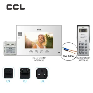 İnterkom CCL 7 inç 2wire Video İnterkom Villa Güvenlik Koruma Sistemi Kapısı Telefon DIY 2Wires Bağlantı Resim Kayıt NO NAW