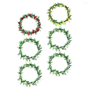 Fiori decorativi 6 pezzi ghirlanda verde hawaiano artificiale per adulti ghirlande estive