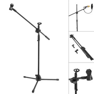 Monopodlar Siyah Salıncak Bom Zemin Metal Mikrofon Stand Ajutable Aşamalı Mikrofon Tutucu Tripod Performans için Canlı