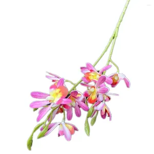 Flores decorativas One Mini Mini Oncidium Flower Branch 12 Cabeça 40 cm de seda cymbidium planta para peças centrais de casamento Floral