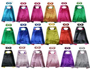 27 inch plain two layer superhero cape with mask set 18 colors choice superhero cosplay costumes fancy dress for birthday Christm1616388