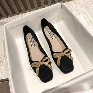 Casual Shoes Flat For Women's Spring Summer Square Toe Suede Comfortable Black Work Ladies Large Size 44 45 46 Loafers Women