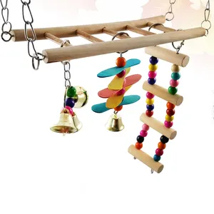 Andere Vogelversorgungen Holzleiter Bunte Schwung Treppe Hängematte Hängematte für kleine Vögel Shotes Cockatiel Cage Accessoires hängen