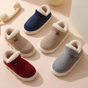 Slippers Winter Men's Heel Wrapped Cotton Shoes Indoor Home Warmth And Plush Thickened Couples Thick Sole Anti Slip Snow Boots