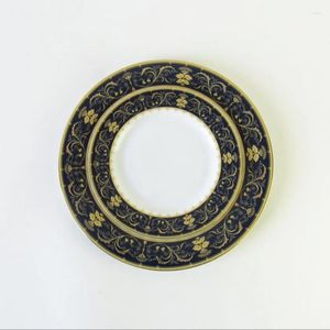 Placas Luxo preto dourado por serviço Cerâmica Conjunto de placas de alta classe EL Restaurant requintado prato de porcelana