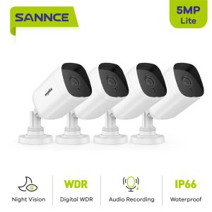 Sistema Sannce 4pcs Câmera de Segurança CCTV 5MP Super HD Video Videoveillance Ir Night Vision Ai Detecção Humana IP66 Kit de câmera à prova d'água