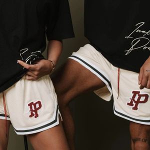 Letnie męskie krótkie rękawie American Casual Sports Shorts Mesh Szybkie suszenie oddychające haftowane spodenki do koszykówki plażowe spodnie 240323