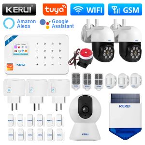 Kitler Corina W181 Alarmsysteem WiFi GSM Alarm Akıllı Ev Kiti Tuya Smart Onderssteuning Alexa Motion Sensör Dedektörü Açık Mekan Güneş Siren