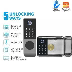 Lock IP68 Waterproof TUYA WIFI Fingerprint Magnetic Card NFC Password Key Unlock Courtyard Apartment Outdoor TTlock Smart Door Lock