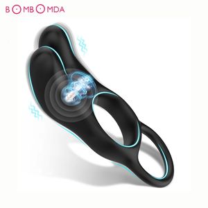 Kuk ring penis ringar vibrator för män 10 hastigheter vibrerande fördröjning utlösning dubbel klitoris stimulator sex leksaker par 240320