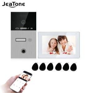 Kapı Zilleri Jeatone WiFi IP video Intercom Ev Erişim Kontrol Sistemi Too Interscom Video Kapı Zili Desteği RFID KARTICI Parmak İzi Kilidi