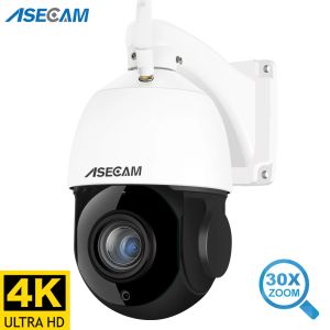 Kameror 8MP 4K PTZ IP -kamera 30x Optisk zoom WiFi Outdoor Human AI Auto Tracking Poe Onvif CCTV P2P Audio Surveillance Camer Camhi