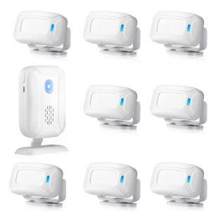 Detector Comercial Welcome Welcome Wireless Home Security 8pcs Sensor de movimento infravermelho+1pc Detector de entrada da porta da porta de sino de alarme