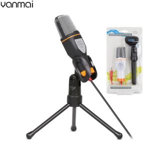 Monopods Free Shipping Cheap Microphone 3.5mm with Foldable Tripod Portable Wire Mic Black and White Color for Laptop Desktop PC