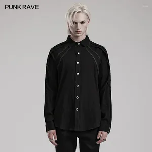 Herrklänningskjortor Punk rave gotisk skrynklig skjorta utsökt hand-sewn spänne veckar design casual tops män kläder