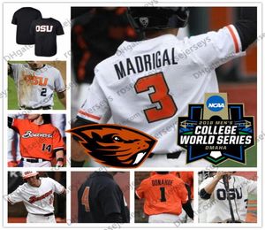 Custom Oregon State Beavers Osu Baseball Bianco Orange Black Cucite Nome numero 3 Nick Madrigal 35 Adley Rutschman 2018 CWS 3434637