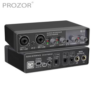 Acessórios Prozor 192KHz Microfone pré -amplificador Profissional 2x2 USB Audio Interface Mic Guitar Bass Computador de gravação Cartão de som pré -amp