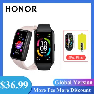 Pulseiras Banda de honra 6 Smart Watch Men Women Fitness Bracelet SpO2 Rastreador de freqüência cardíaca Monitor de sono Multilanguages masculino feminino smartwatch