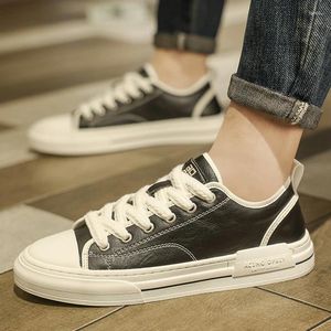 Casual Shoes Men Breathable Leather Non Slip Soft Soled Travel Sneakers White Flats Business
