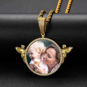 Necklaces Personalized Photo Medallion Necklace for Men and Women with Angel Custommized Picture Hip Hop Fashion Jewelry Memory Gifts