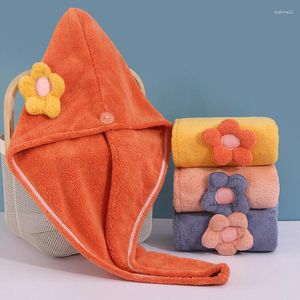 Havlu sevimli çiçek kadın saç kurutma mikrofiber süper absorpsiyon banyo kapağı hızlı kuru spa salonu türban kuru