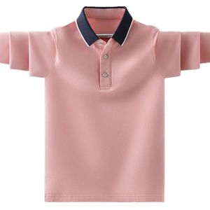 Meninos uniformes escolares camisa polo moda design sólido kids casuais tampos de manga longa para crianças 4-15 anos de primavera/outono roupas 240319