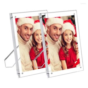 Frames 2 Packs 5X7 Inch Acrylic Picture With Stand Clear Magnetic Po Frame