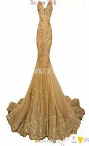 2017 Gold Sleeveless Backless Evening Gowns Sheer Neck Sequins Beaded Satin Floor Length Evening Dress Long Formal Dresses Sweep T4053802