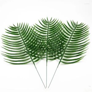 Decorative Flowers 2pcs Large Plastic Artificial Green Leaf Tropical Palm Foliage Leaves Plant For Hawaiian Party Wedding Home Garden