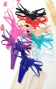 10pcslot Underwear Women Panties Thongs And G Strings Tangas Sexy Lace butterfly Bandage Thong T back Everyday8228774