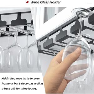Kitchen Storage 4 Slots Metal Hanging Wine Glass Bracket Durable Stemware Holder For Bar Home