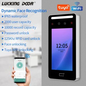 Device Tuya App IP65 Outdoor WiFi Anslutning Face Recognition Access Control Terminal 5inch SSREEN Dynamic Living Detection 2000 Användare