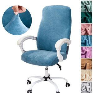 Chair Covers S/M/L Size Office Stretch Velvet Cover Solid Color Computer Seat Removable For Play Gaming Room