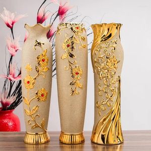 Vasi pavimento ceramica vaso ornamenti europei grandi soggiorno mobile tv ingresso arrangiamento fiore dorato