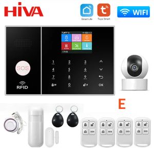 Kits HIVA WiFi Alarm System for Home Security House Office Tuya Smart Life APP Control with PIR and Window Detector work with Alexa