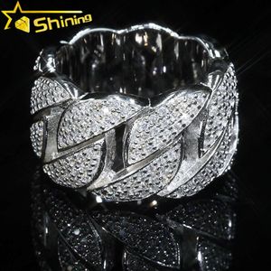 Modna biżuteria laboratorium Diamond Pierścienie Mężczyźni Moissanite Cuban Pierścień Certyfikowany 925 Srebrny Hip Hop Men Pierścienie