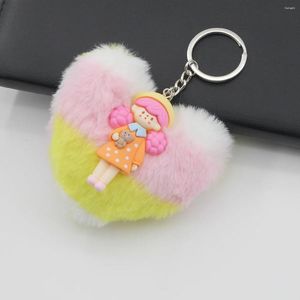 Keychains YLWHJJ Keychain For Women Love Warm Plush Multicolor Doll Girl Pendant Keyring Bag Car Key Chain Fashion Jewelry