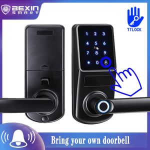 Заблокировать Ttlock встроенный дверной звонок с одним языком отпечатка пальцев Smart Lock с Wi -Fi Password RFID разблокировать A290