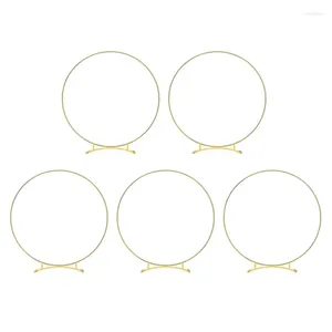 Decorative Flowers 5Pcs Metal Curved Base Floral Hoop Centerpiece Set For Table Gold Wreath Rings With Stands Kit Decorations