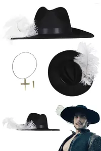 FESTIPES DE PARTE Ação ao vivo TV One Cosplay Piece Fantasia Dracule Mihawk Pirate Cap Hat Hat Colar Fantasy Halloween Carnival Props