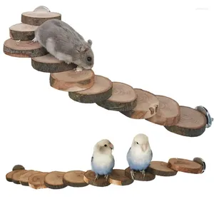 Outros pássaros suprimentos de pássaros Hamster Toy de escada de madeira para gaiola 6/10 Passos Blocos de escalada a lenha Chew Pig Rat Hedgehog Acessórios pequenos de animais de estimação