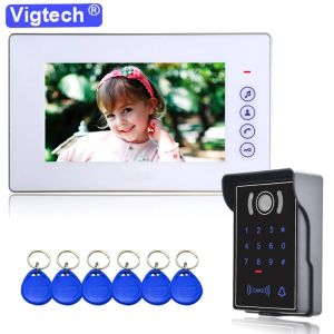 DOORBELLS 7INCH WIRED VIDEO VIDEOCOM HOME SYSTEM FOR APARTMENT RING RING DOORBELL IR NIGHT VISION IP65カメラパスワードFRID CARD ACCESS CONTRO